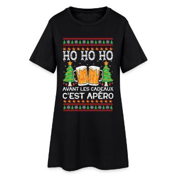 Pull Moche Noël Humour Noel Apéro Cadeau Famille - Robe T-shirt Femme - noir - Devant