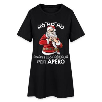 HO HO HO PULL MOCHE NOËL APÉRO CADEAUX FAMILLE - Robe T-shirt Femme - noir - Devant