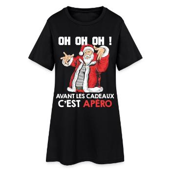 OH OH OH Cadeaux Apéro Humour Noël Famille Pull - Robe T-shirt Femme - noir - Devant