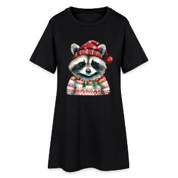 M. Raton laveur en pull norvégien - Robe T-shirt Femme - noir - Devant
