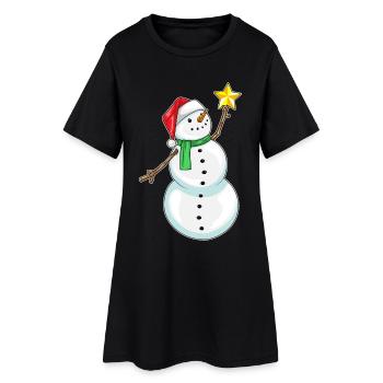 Poinsettia de Noël bonhomme de neige - Robe T-shirt Femme - noir - Devant
