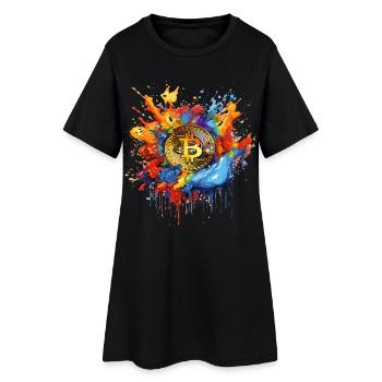 Splash de couleur Bitcoin - Robe T-shirt Femme - noir - Devant