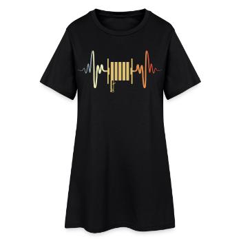 Retro Fire Hose Heartbeat - Women’s T-Shirt Dress - black - Front