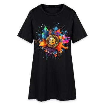 Bitcoin - Frauen T-Shirt-Kleid - Schwarz - Vorne