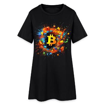 Splash de couleur Bitcoin - Robe T-shirt Femme - noir - Devant