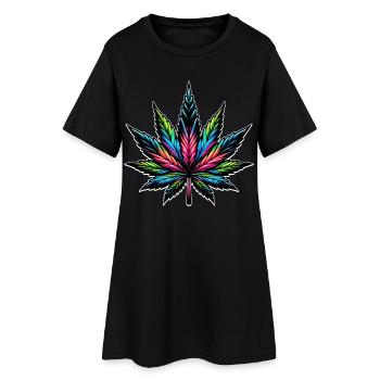 Design psychédélique au néon du cannabis - Robe T-shirt Femme - noir - Devant