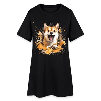 Pièce de monnaie Doge couleur Splash - Robe T-shirt Femme - noir - Devant