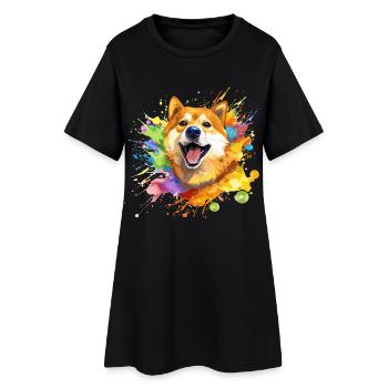 Pièce de monnaie Doge couleur Splash - Robe T-shirt Femme - noir - Devant