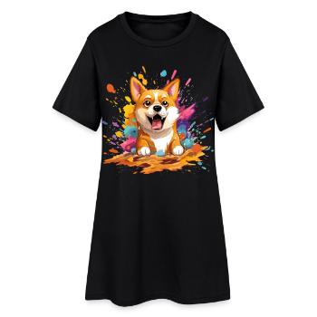 Pièce de monnaie Doge couleur Splash - Robe T-shirt Femme - noir - Devant