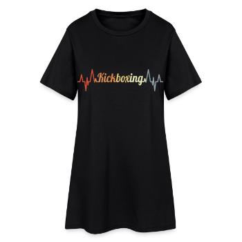 Vintage Kickboxen Herzlinie EKG - Frauen T-Shirt-Kleid - Schwarz - Vorne