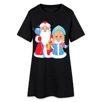Ded Moroz Snegurotschka russischer Weihnachtsmann - Frauen T-Shirt-Kleid - Schwarz - Vorne