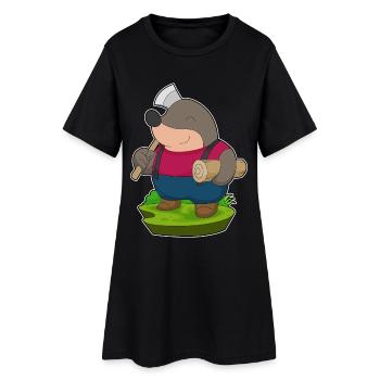 Forêt de la Hache du Bûcheron Taupe - Robe T-shirt Femme - noir - Devant