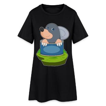 Étain de Taupe - Robe T-shirt Femme - noir - Devant