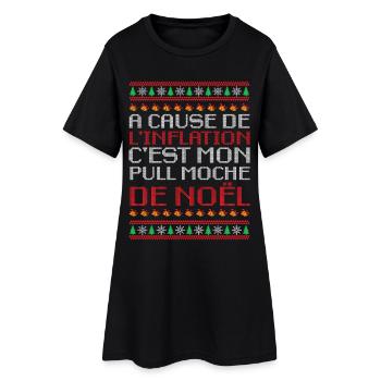 Pull Moche De Noël Humour Cadeau Famille Inflation - Robe T-shirt Femme - noir - Devant