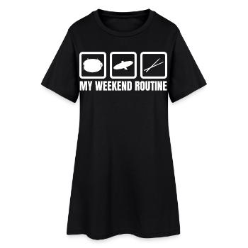 Routine du week-end du batteur - Robe T-shirt Femme - noir - Devant