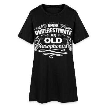 Ne sous-estimez jamais un vieux saxophoniste - Robe T-shirt Femme - noir - Devant