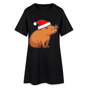 Capybara Noël - Robe T-shirt Femme - noir - Devant