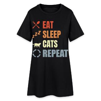 Eat Sleep Cats Repeat - Women’s T-Shirt Dress - black - Front