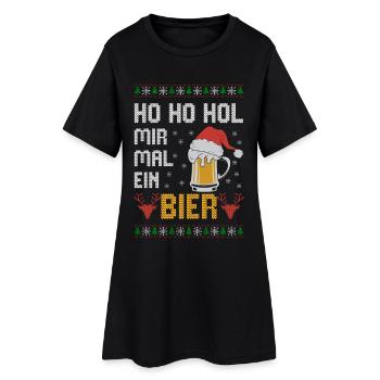 Ho Ho Hol mir mal ein Bier witziges Ugly Christmas - Frauen T-Shirt-Kleid - Schwarz - Vorne