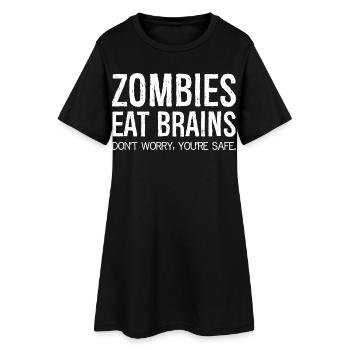 Zombies Eat Brains Lustiges Shirt - Frauen T-Shirt-Kleid - Schwarz - Vorne