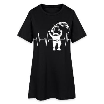 Heartbeat Astronaut Comic Pulse Space ECG Symbol - Women’s T-Shirt Dress - black - Front