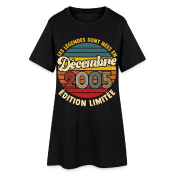 Anniversaire Garçon Fille Née en Décembre 2005 - Robe T-shirt Femme - noir - Devant