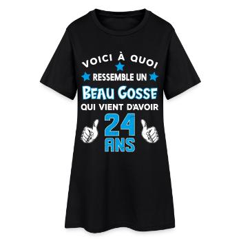 24 ans anniversaire homme cadeau drôle humour - Robe T-shirt Femme - noir - Devant