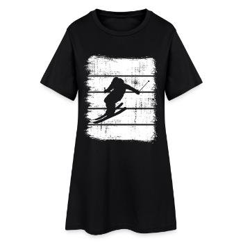 Dessin de skieur - Robe T-shirt Femme - noir - Devant