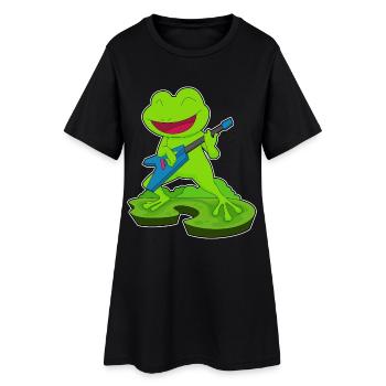 Grenouille Musicien Guitare Musique - Robe T-shirt Femme - noir - Devant