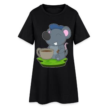 Tasse à café souris - Robe T-shirt Femme - noir - Devant