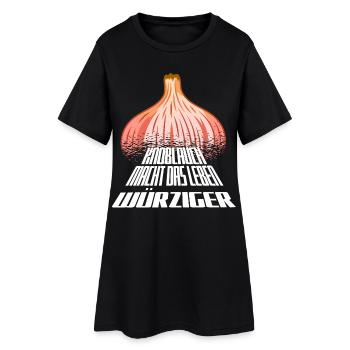 Kräftige Knoblauchgrafik mit fetter Typo - Frauen T-Shirt-Kleid - Schwarz - Vorne