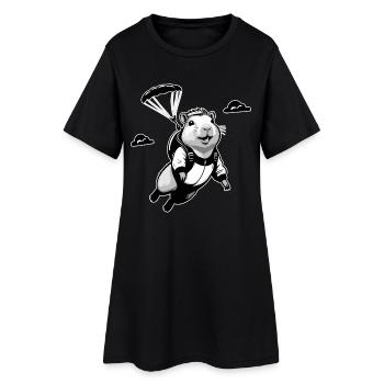 Capybara Parachutiste Parachutisme - Robe T-shirt Femme - noir - Devant