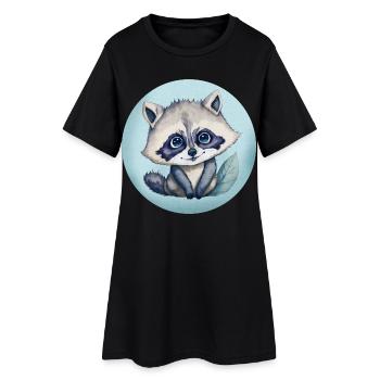 Illustration aquarelle Bébé Raton-laveur Mignon - Robe T-shirt Femme - noir - Devant