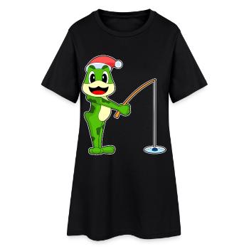 Grenouille de Noël Pêche - Robe T-shirt Femme - noir - Devant