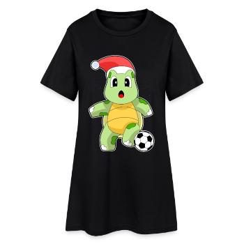 Tortue Noël Football - Robe T-shirt Femme - noir - Devant