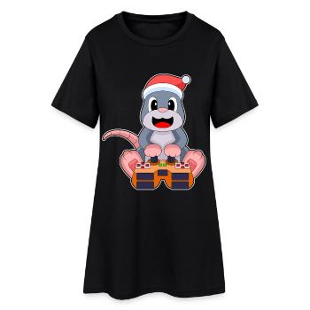 Taupe Noël Gamer - Robe T-shirt Femme - noir - Devant