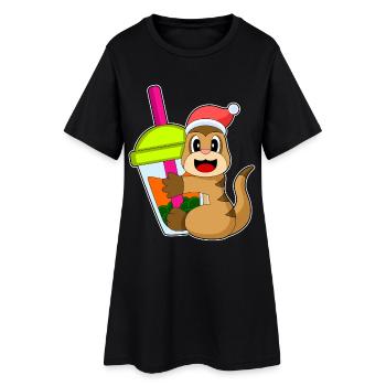 Thé à bulles de Noël suricate - Robe T-shirt Femme - noir - Devant