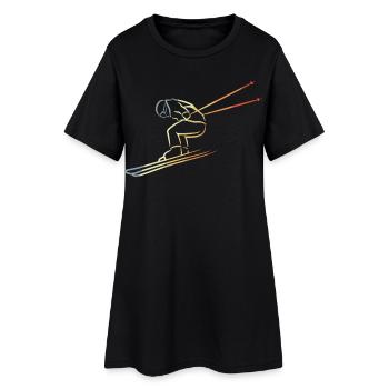 Wintersport Skizze - Frauen T-Shirt-Kleid - Schwarz - Vorne