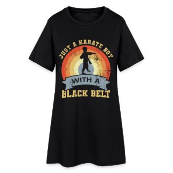Garçon de karaté avec ceinture noire - Robe T-shirt Femme - noir - Devant