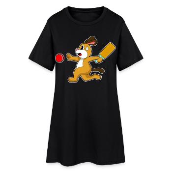 Chien Cricket Cricket Batte - Robe T-shirt Femme - noir - Devant