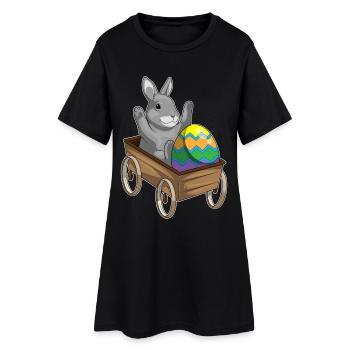 Hase Ostern Osterei  - Frauen T-Shirt-Kleid - Schwarz - Vorne