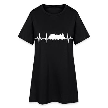 Dampflokomotive Herzschlag - Frauen T-Shirt-Kleid - Schwarz - Vorne