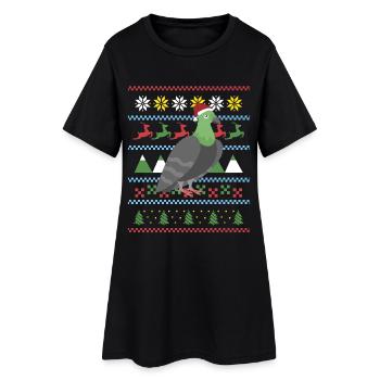 Ugly Christmas Taube - Frauen T-Shirt-Kleid - Schwarz - Vorne