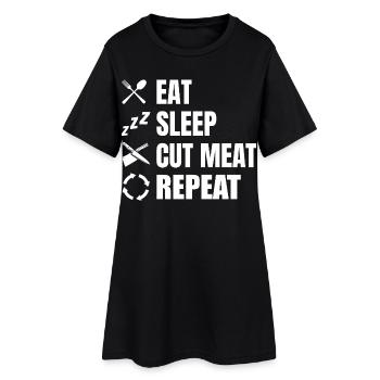 Essen Schlafen Metzgern Wiederholen - Frauen T-Shirt-Kleid - Schwarz - Vorne