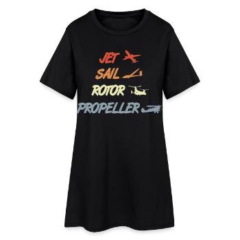 Retro Airplane Models - Women’s T-Shirt Dress - black - Front