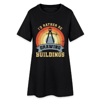 I'd Rather Be Drawing Buildings - Women’s T-Shirt Dress - black - Front