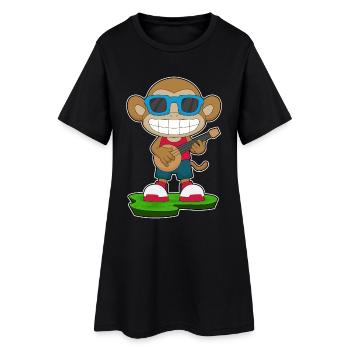 Monkey Musician Guitare Musique - Robe T-shirt Femme - noir - Devant