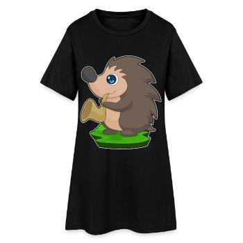 Hérisson Musicien Saxophone Musique - Robe T-shirt Femme - noir - Devant