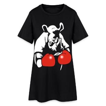Rhinocéros boxeur - Robe T-shirt Femme - noir - Devant