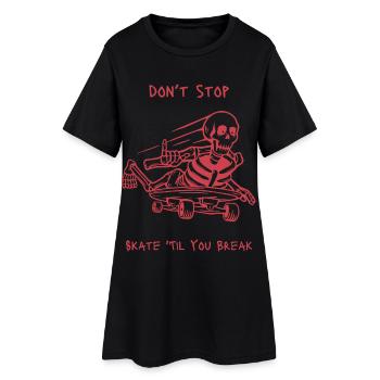 Skull Skeleton Skateboard Design - Women’s T-Shirt Dress - black - Front